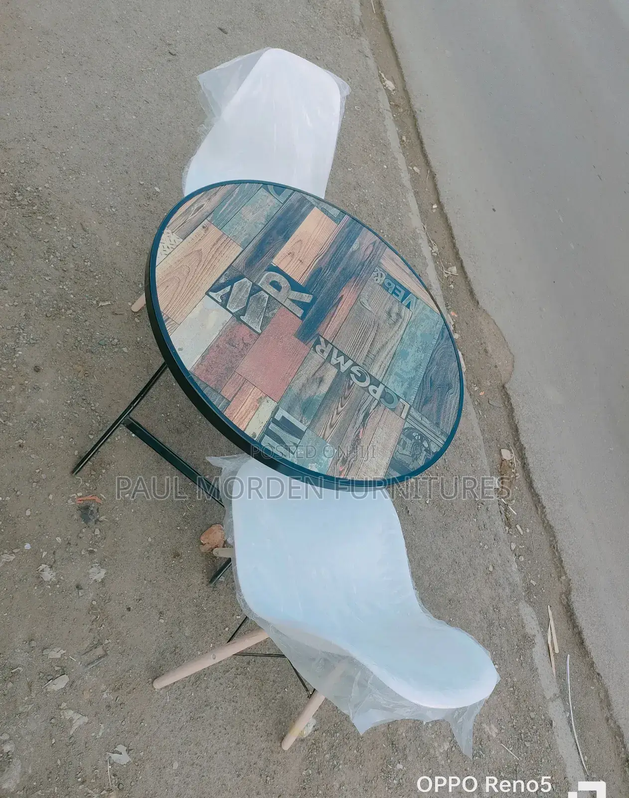Foldable Table With Two Dining White Chairs