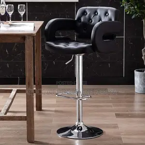 Home Chairs: Black Pu Swivel Faux Leather Barstool