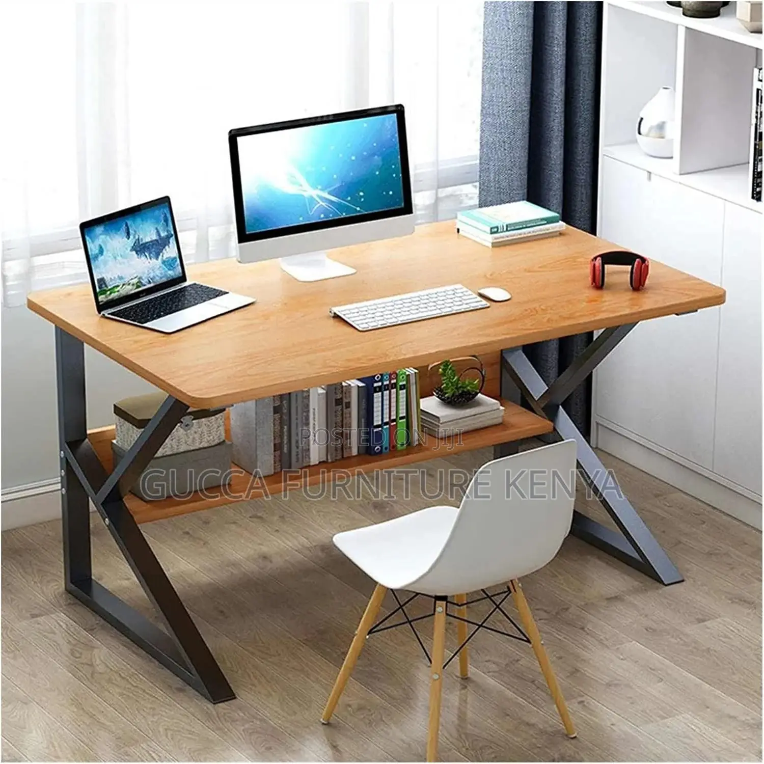 Office Tables:1400mm Wooden Top Meander Corner Study Table