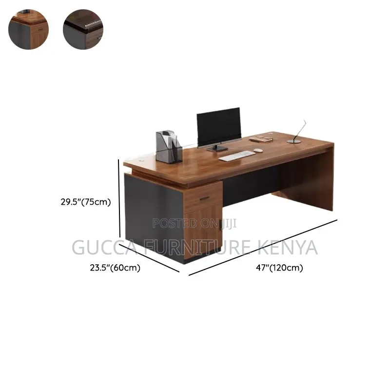 Office Tables:Executive Desk With Filing Cabinet and Drawers