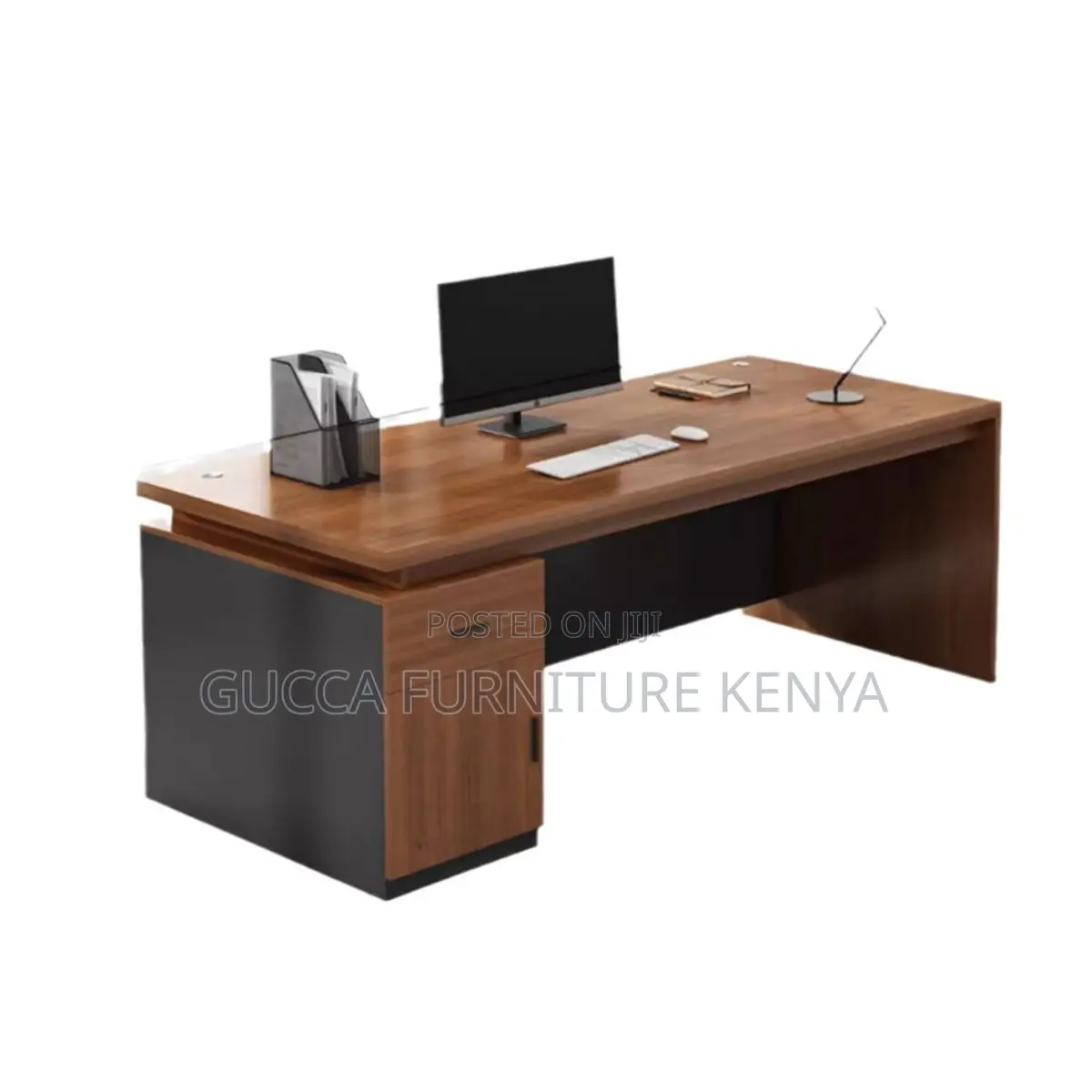 Office Tables:Executive Desk With Filing Cabinet and Drawers