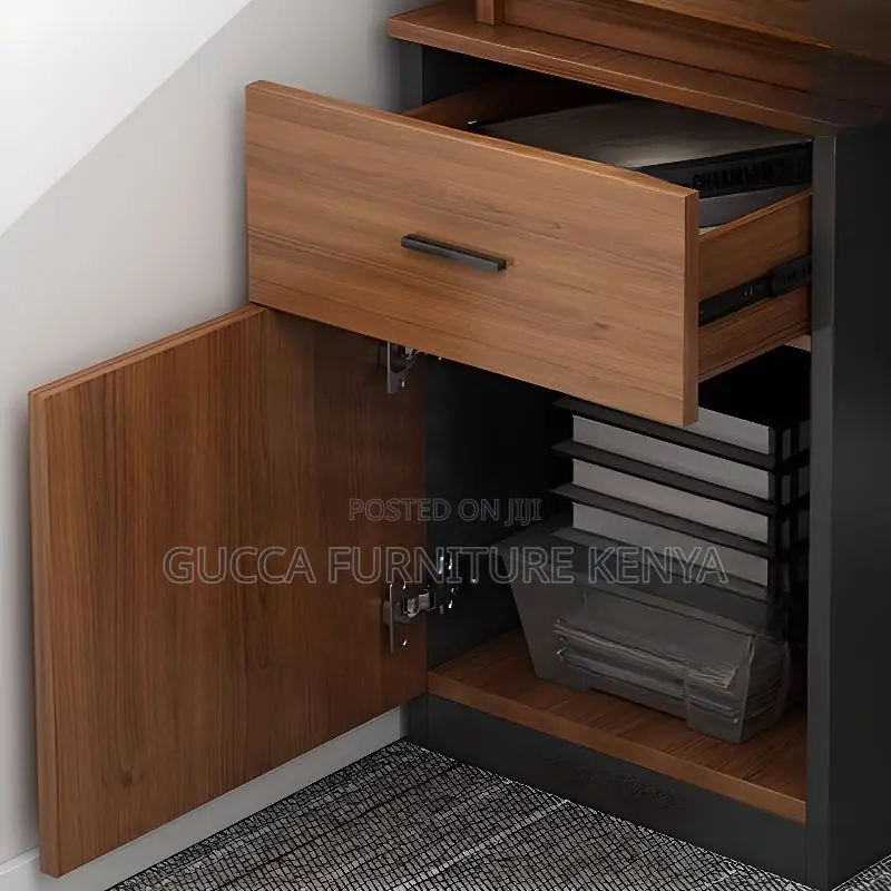 Office Tables:Executive Desk With Filing Cabinet and Drawers
