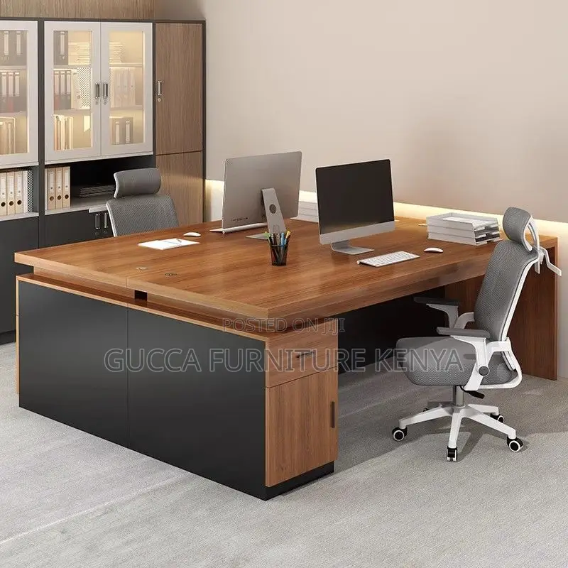 Office Tables:Executive Desk With Filing Cabinet and Drawers