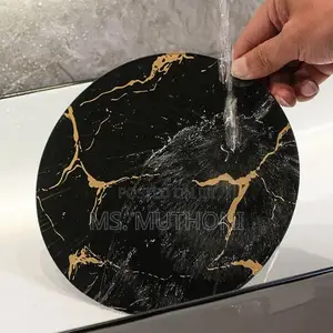 2 Tier Luxury Marble Textured With Gold Metal Makeup Storage