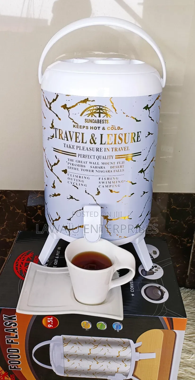 White Marble 9.5L Stainless Steel Tea Urn