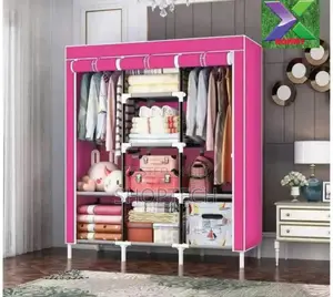 Three Column Metallic Portable Wardrobes At