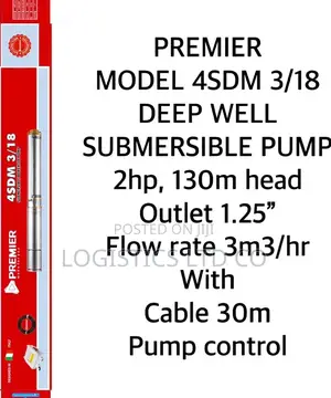 Premier Deep Well Submersible Pump 2hp 130m 11⁄2inch