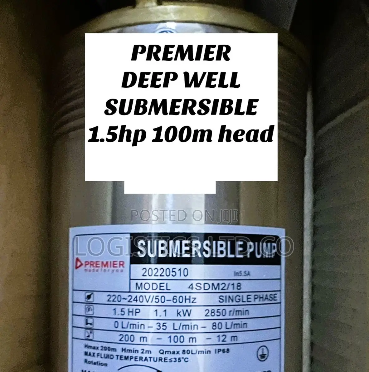 Premier Deep Well Submersible 1.5hp 100m Head