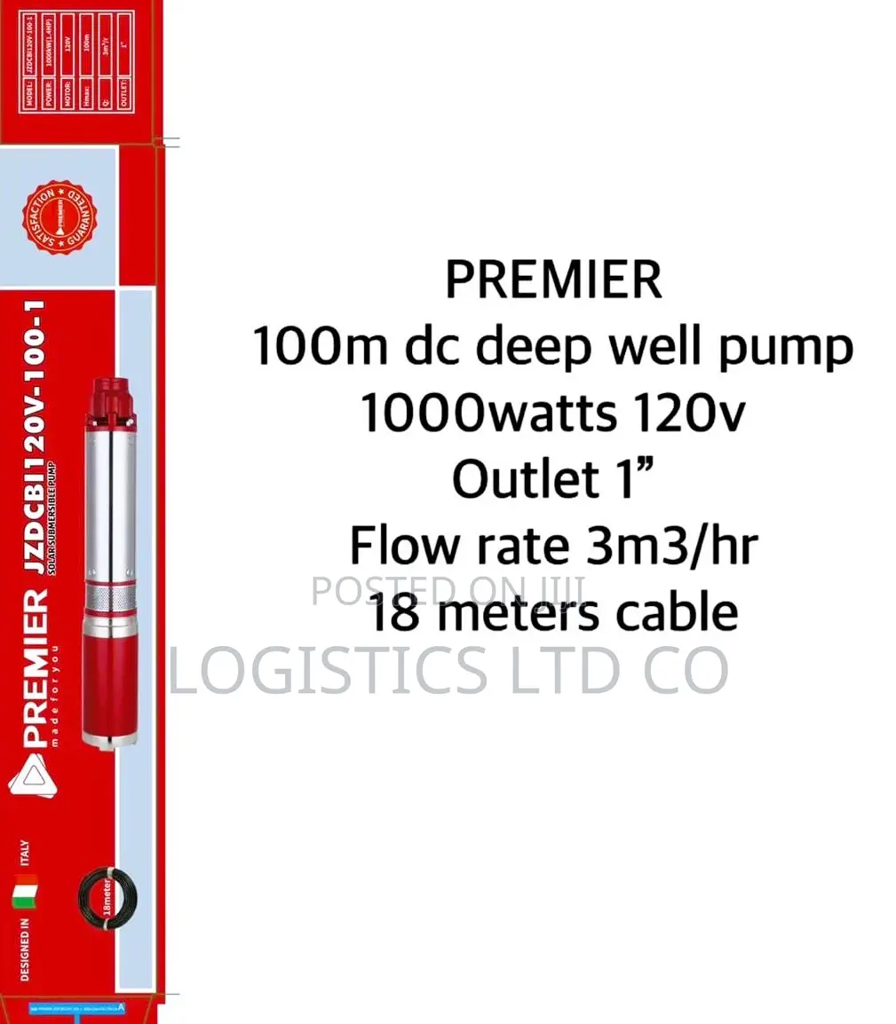 Premier 100m Dc Deep Well Pump 1000w 1inch