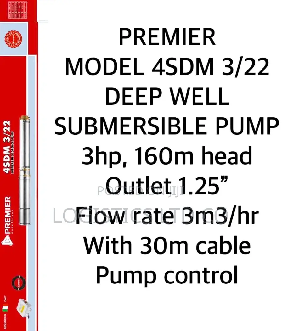 Premier 160m Ac Deep Well Submersible Pump 600w 11⁄2inch