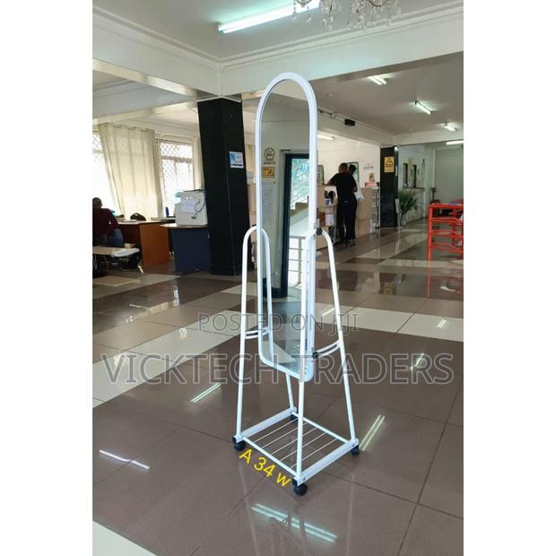 Dressing Mirror,White Full Length With Wheels and Shoes Rack