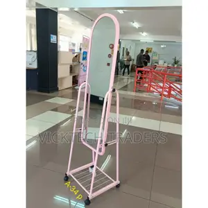 Dressing Mirrors,Pink Full Length With Wheels and Shoes Rack