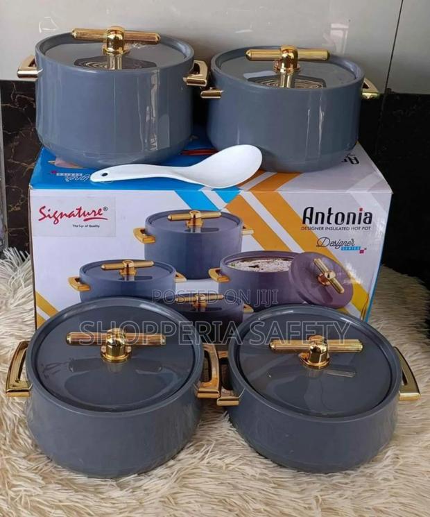 4 PCS Hotpots With a Serving Spoon- Grey - main view
