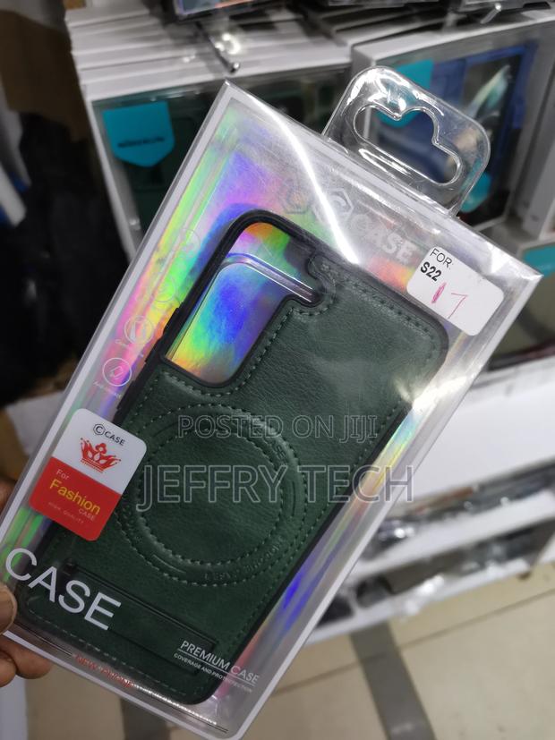 Leather Case for Magsafe for Samsung Galaxy S22-Green - thumbnail 3