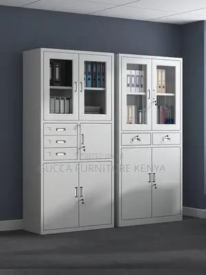 Cabinets:2-Door Half Glass Office Filling Safe Cabinet