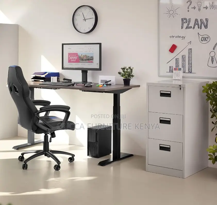 Cabinets:3-Locker Steel Office Storage Cabinet