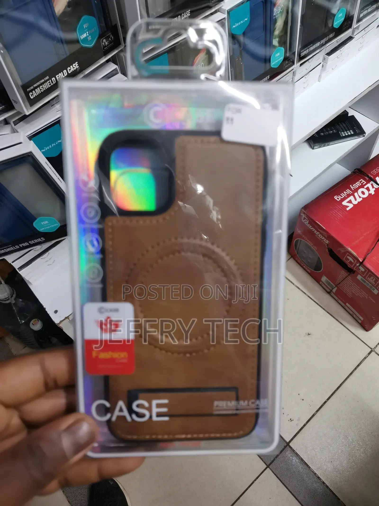 For iPhone 11 Leather Case Cover With Stand,Magsafe-Brown