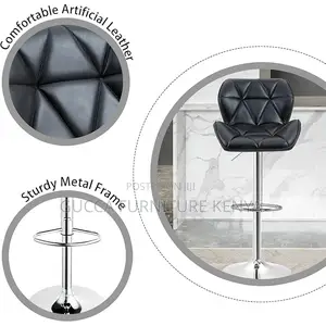 Home Chairs: Leather Padded Barstool With Back and Footrest
