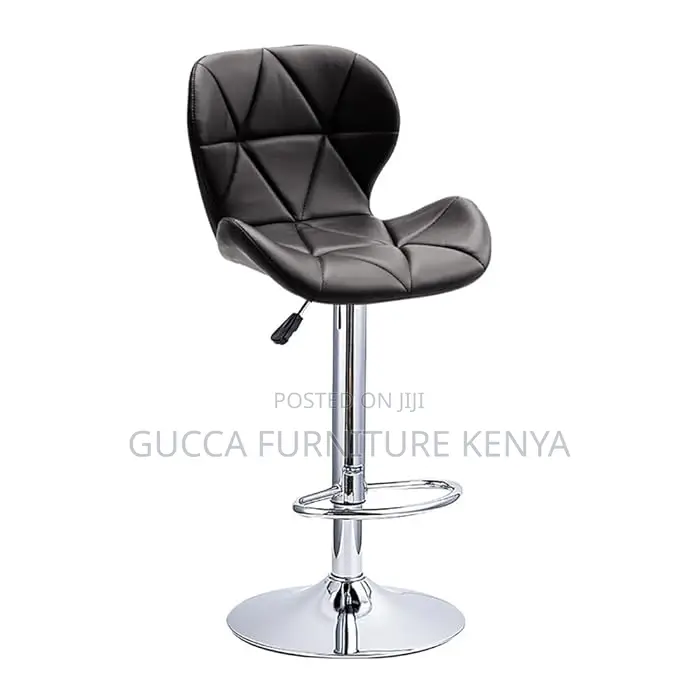 Home Chairs: Leather Padded Barstool With Back and Footrest