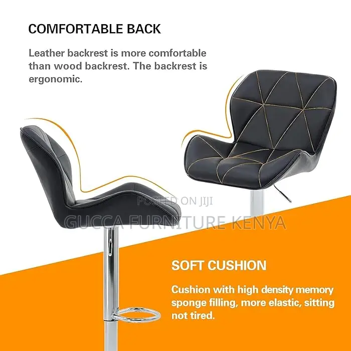 Home Chairs: Leather Padded Barstool With Back and Footrest
