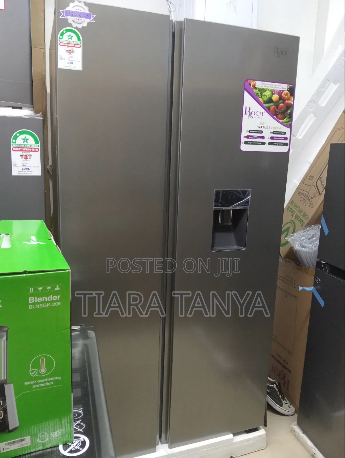 Roch RFR-540sbw-B 480l Side by Side Fridge