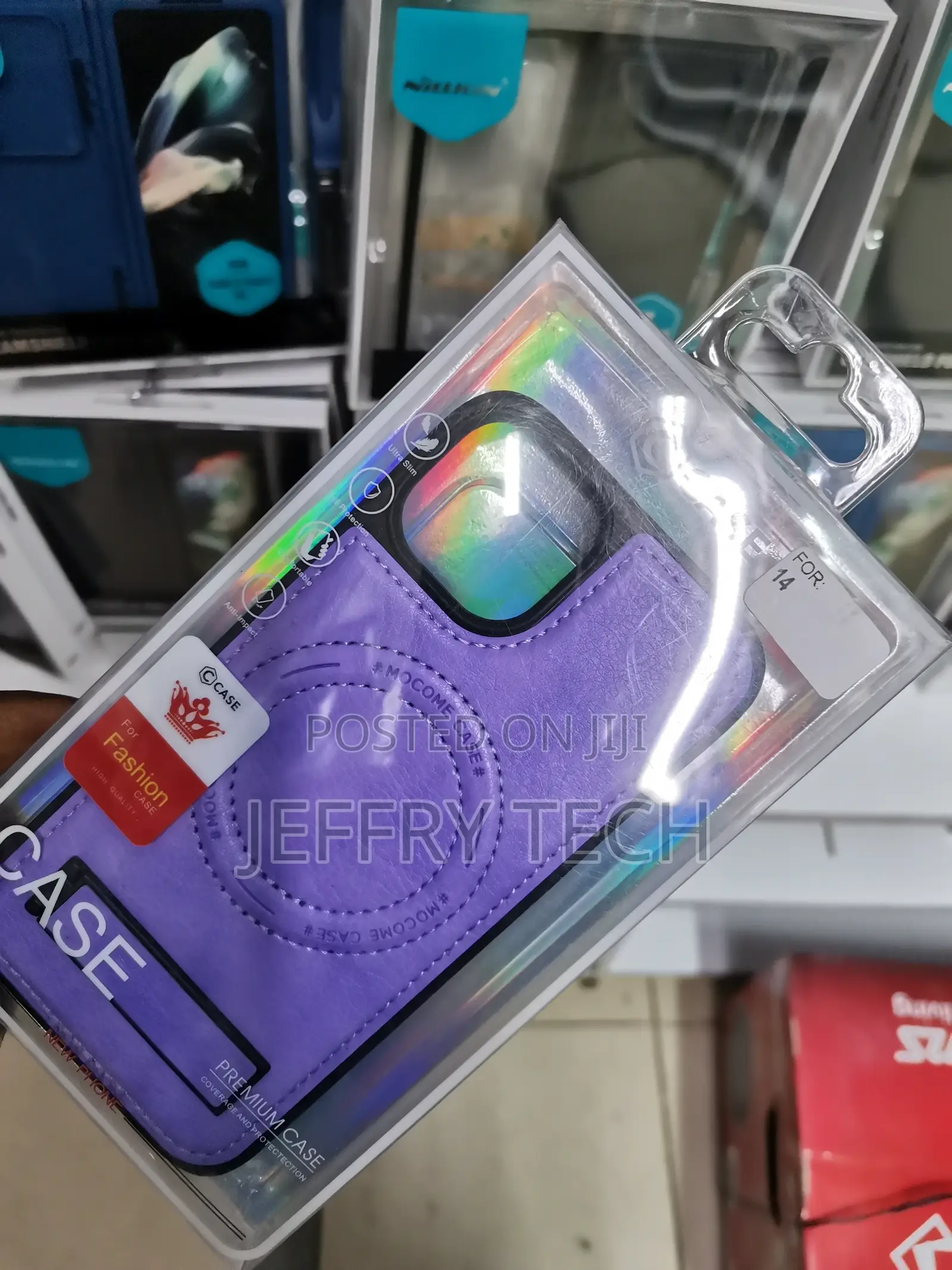 Apple iPhone 14 Leather Case With Magsafe,Stand -purple