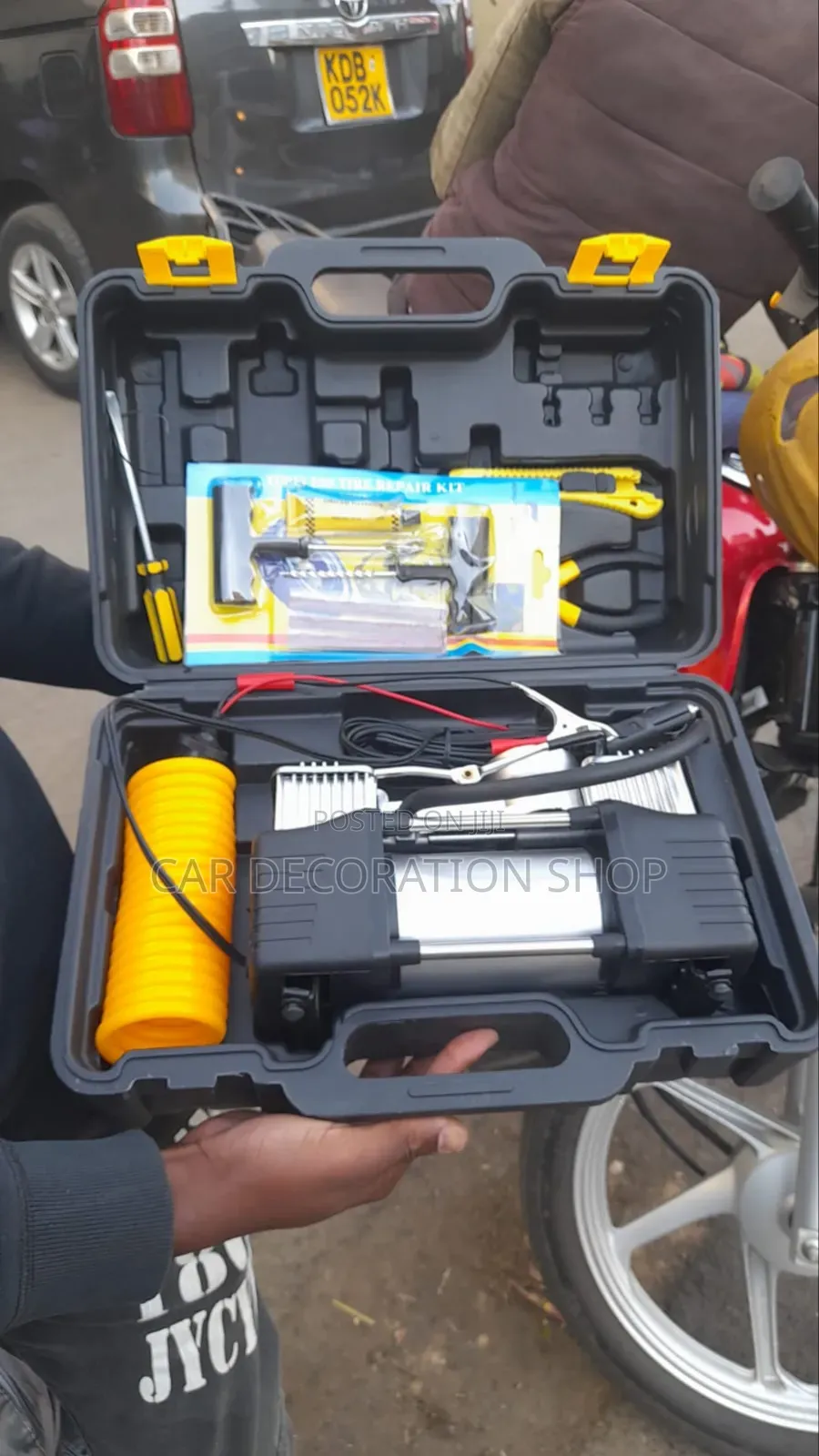 Tire Inflator Pump With Puncture Mending Kit