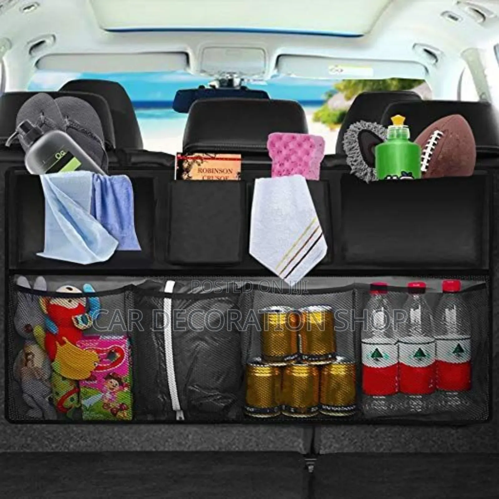 Car Boot Organizer With Multi Pocket Cargo Net Storage Bag