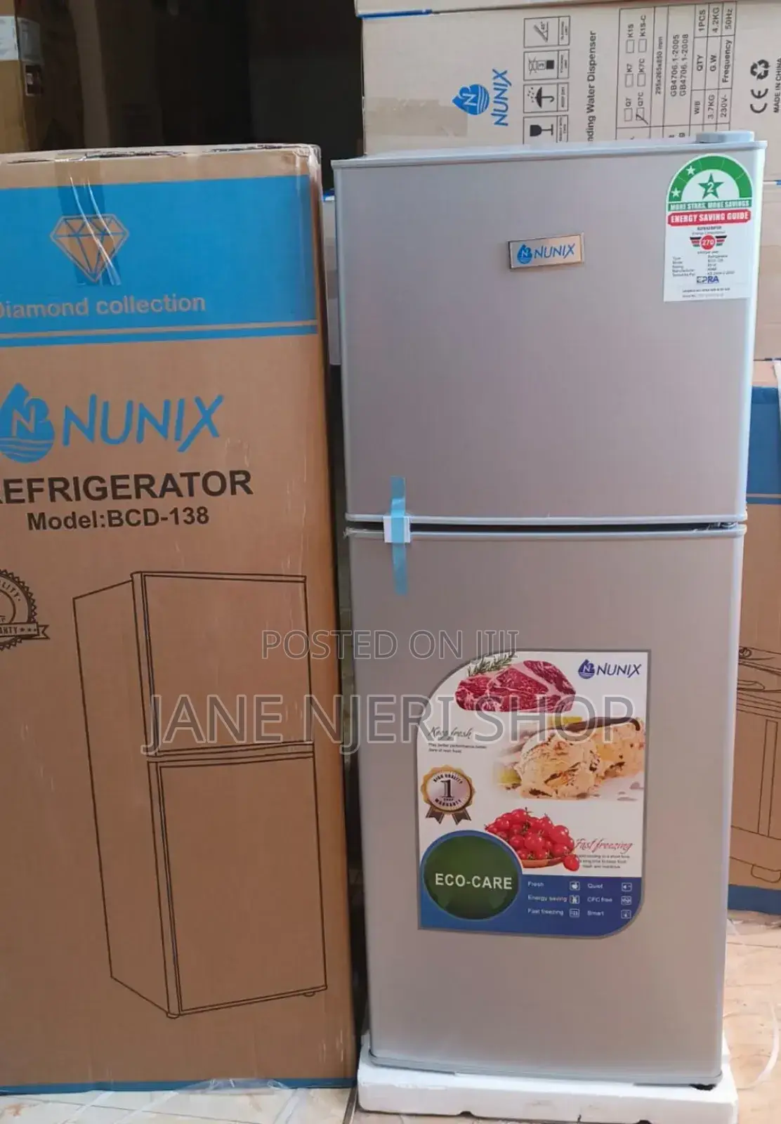 Nunix 138L Large Capacity Twin Door Refrigerator NU/138