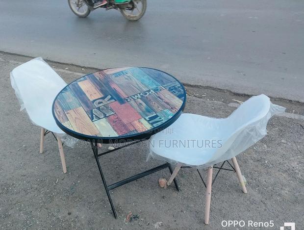 Round Dining Foldable Table With Two Dining Chairs - main view