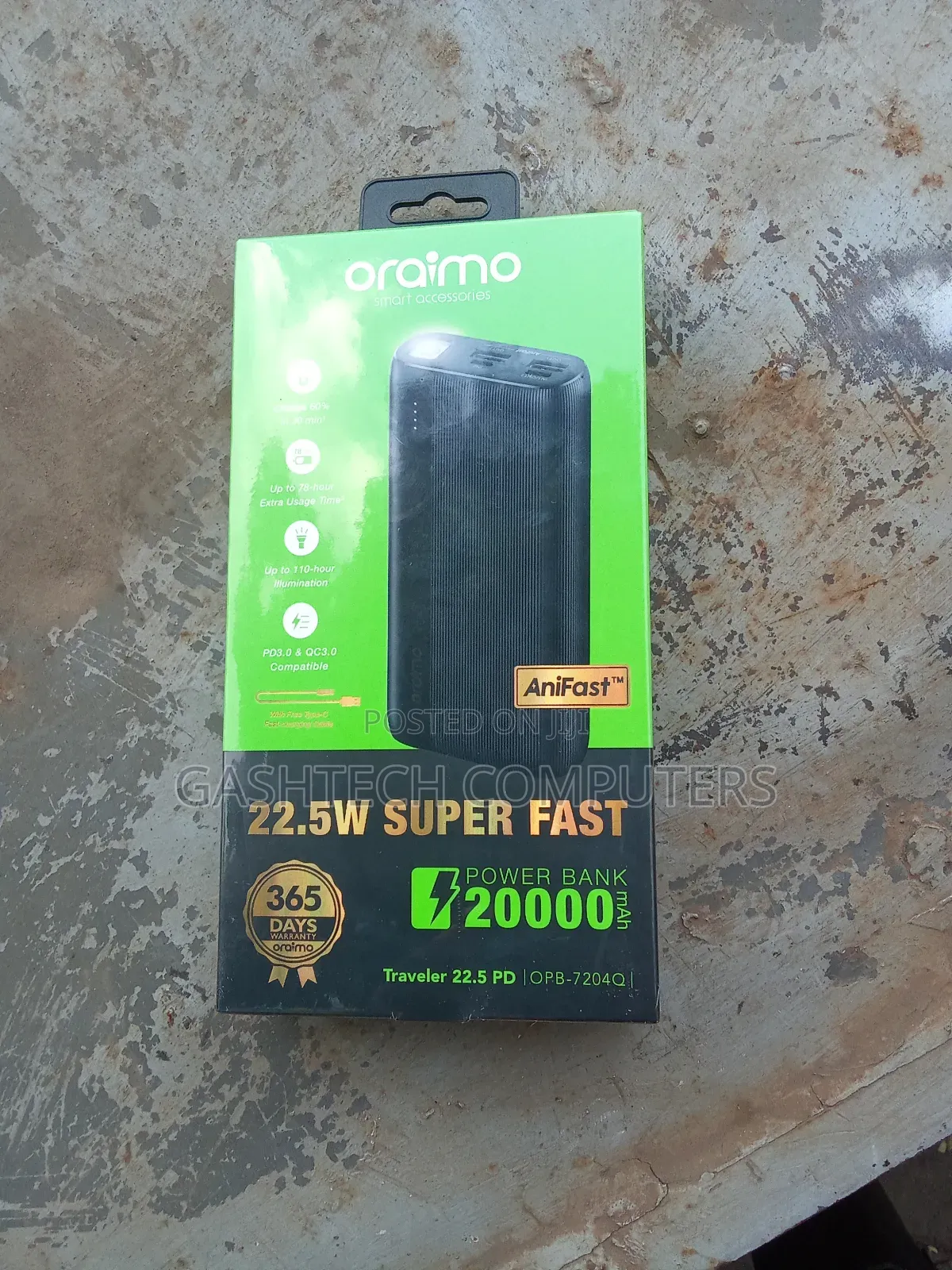 22.5 Watts Oraimo 20000mah Power Bank [New]