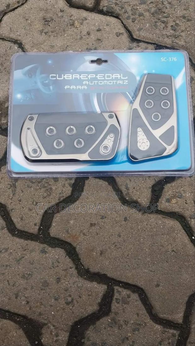 Black Silver 2pc Automatic Pedal Nonslip Covers - main view
