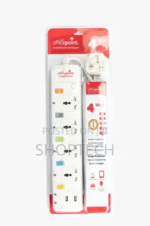 Office Point 4 Ways With Surge Protect 2 Usb Ports