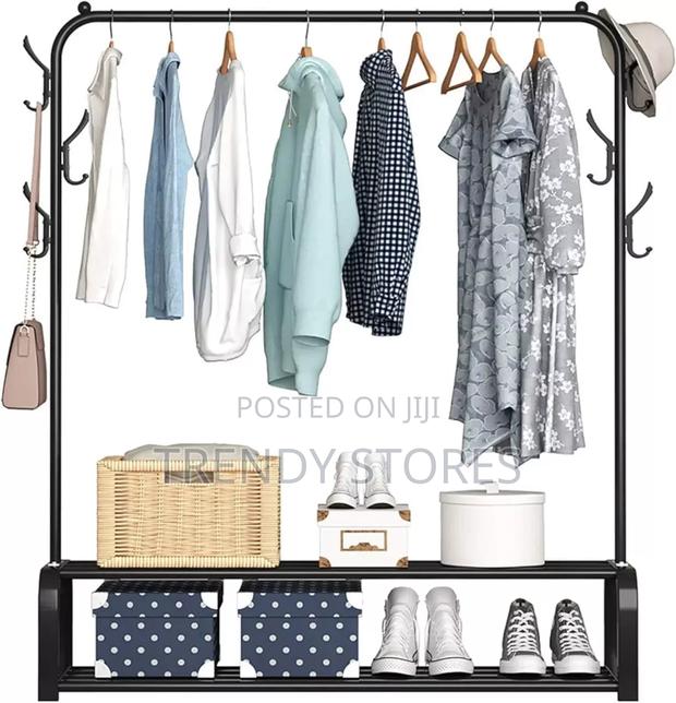 Stainless Steel Cloth Rack With Storage - main view
