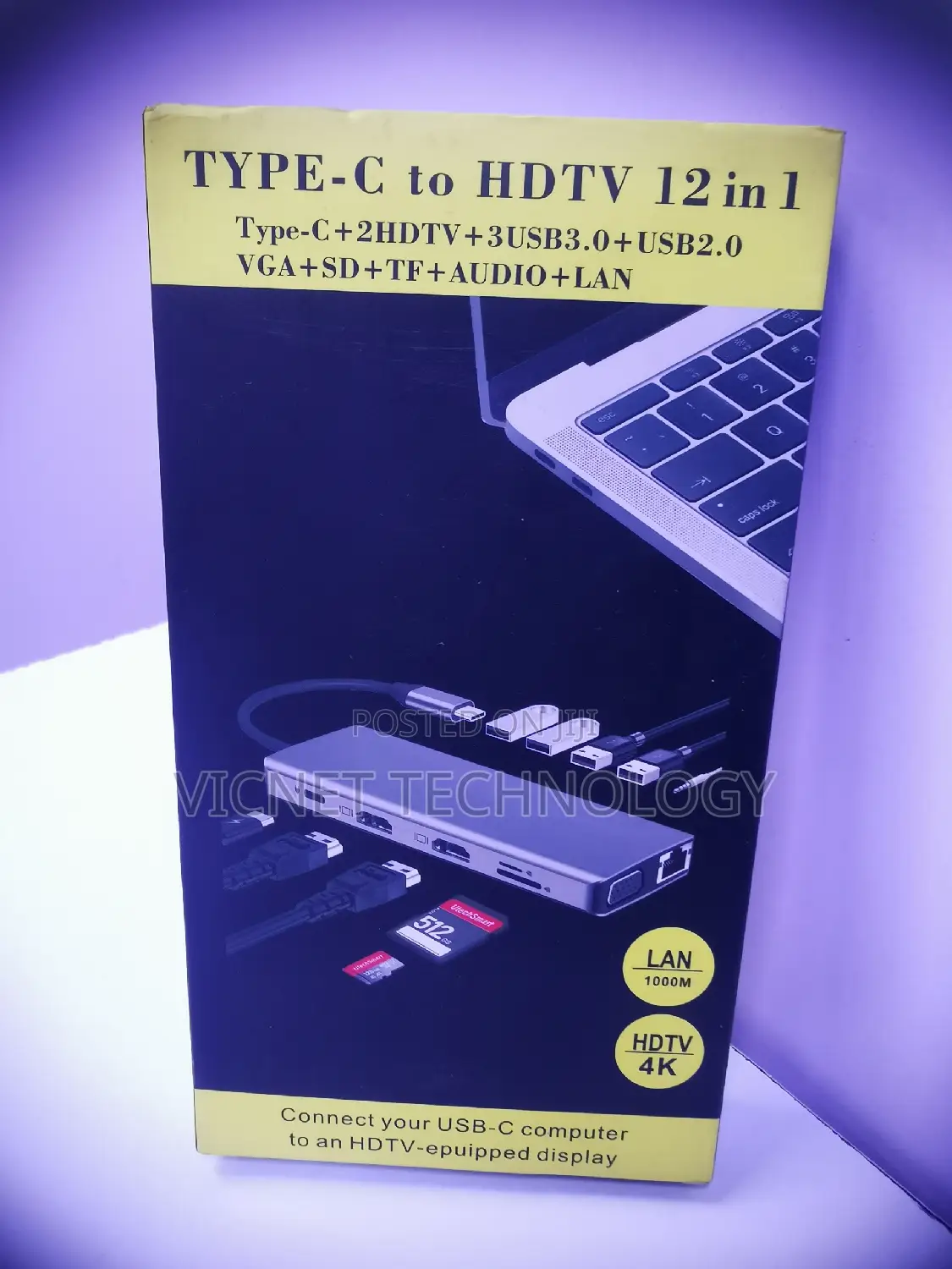 12 Ports USB Type C Hub With Hdmi, USB 3.0,Lan,Vga,Audio Etc