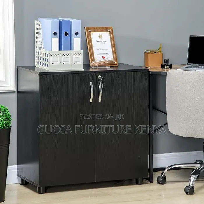 Cabinets: 2-Tier Wooden Credenza Office Cabinet