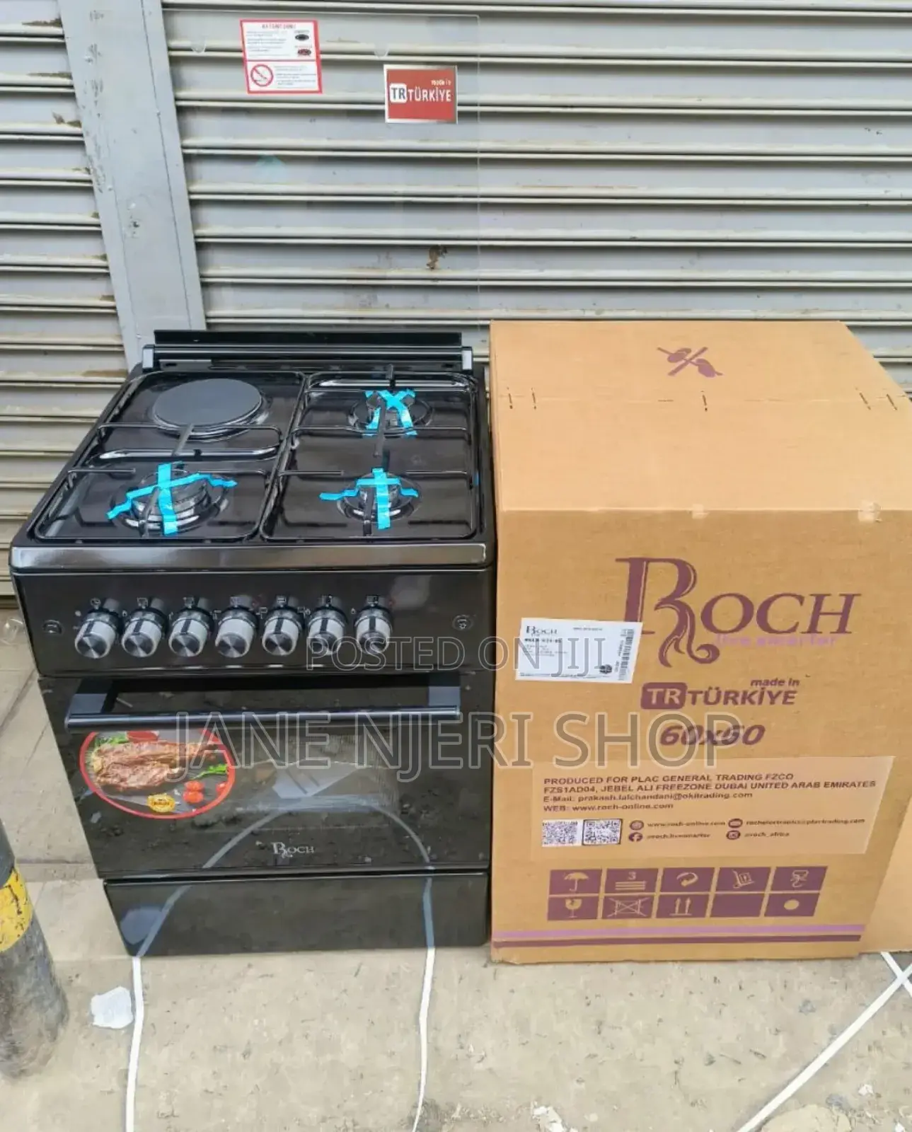 Roch Black 60×60 Standing 3gas +1electric Gas Cooker R/Ch