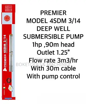 Premier Deep Well Submersible Pump 1HP 90m Head 1.25" Outlet