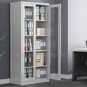 Cabinets: Steel 2-Door Full Glass Display Office Cabinet