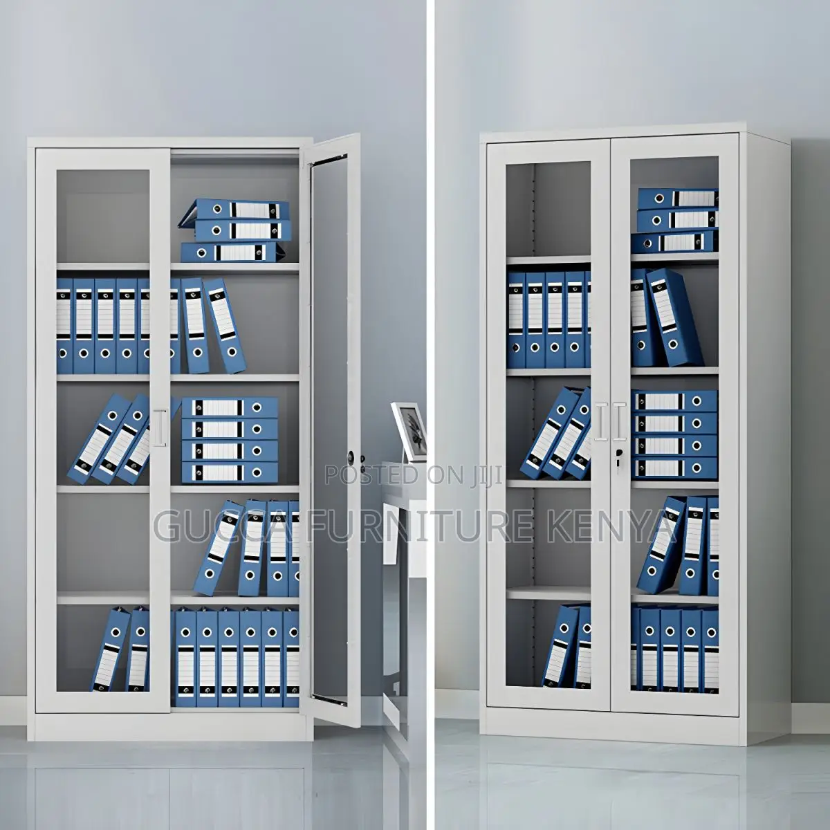 Cabinets: Steel 2-Door Full Glass Display Office Cabinet