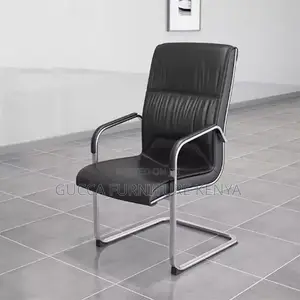 Office Chairs: Executive Black Leather Visitor Office Chair
