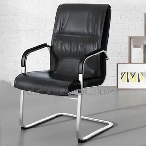 Office Chairs: Executive Black Leather Visitor Office Chair