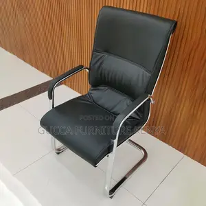 Office Chairs: Executive Black Leather Visitor Office Chair