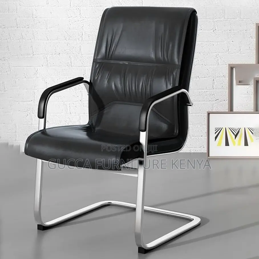 Office Chairs: Executive Black Leather Visitor Office Chair