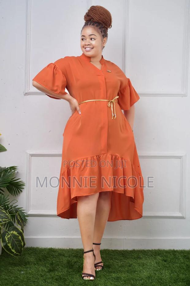 Stylish Orange High Low Dress - main view