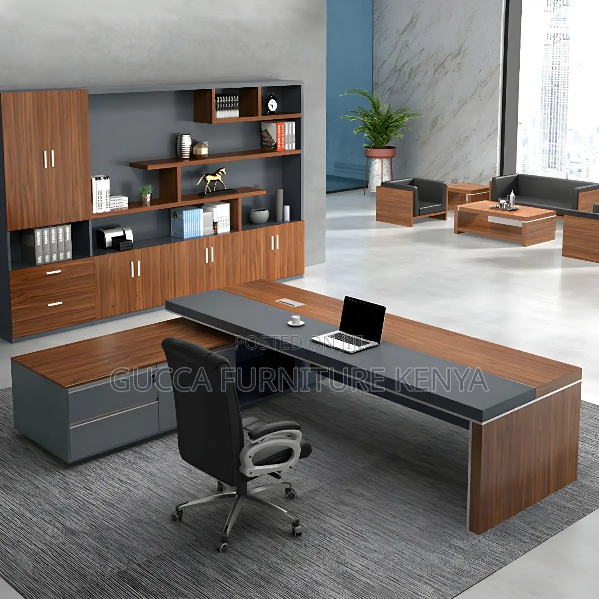 Office Tables:1800mm Modern Executive Brown Office Desk