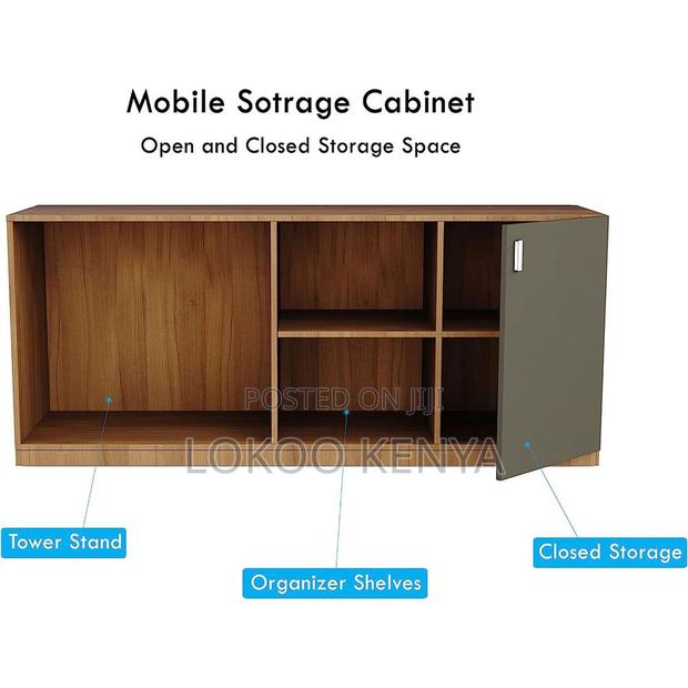 Office Desk: L-Shaped Workstation Table With Storage - thumbnail 4