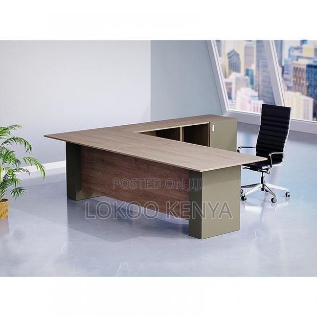 Office Desk: L-Shaped Workstation Table With Storage