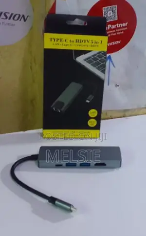 Usb C 5in1 Hub Type-C Thunder-Bolt3 to Usb3.0 HDTV 100mbp