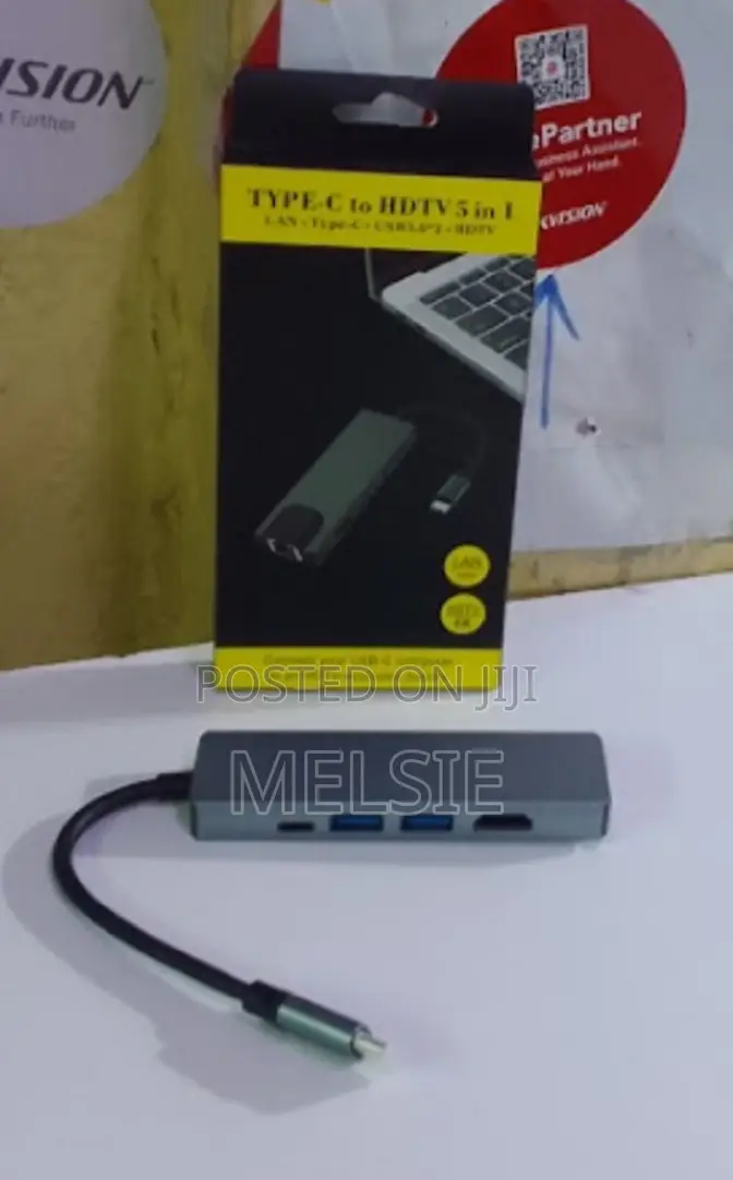 Usb C 5in1 Hub Type-C Thunder-Bolt3 to Usb3.0 HDTV 100mbp